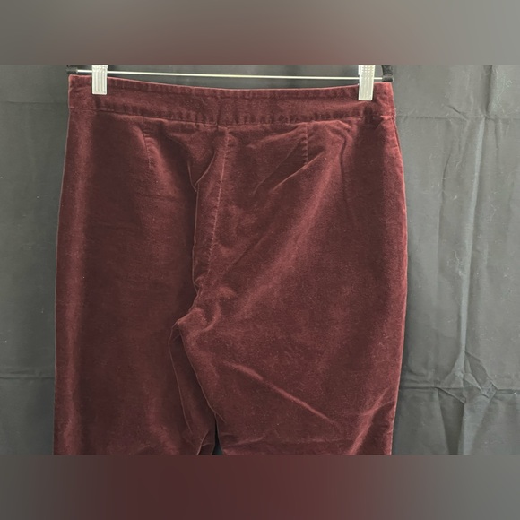 Talbots Women Curvy Fit Velvet Straight Pants Burgundy Flat Front - Picture 6 of 11